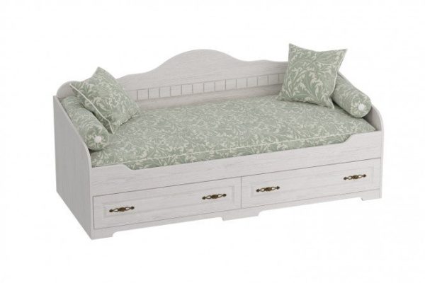 Bed with drawers Provence 80x190 cm color Bodega white, premium patina