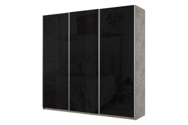 3-door wardrobe Cors 210x230 cm, light concrete, black facade