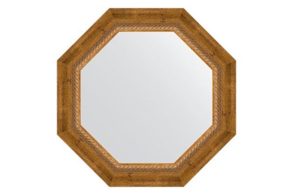 Wall mirror in a baguette frame EVOFORM Octagon BY 3673, aged bronze with wickerwork 53x53 cm