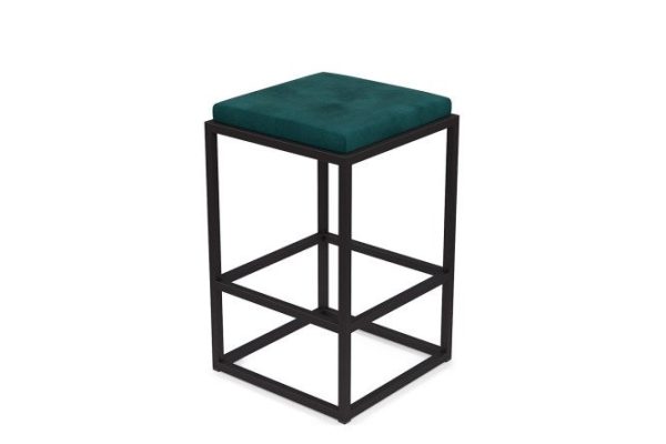 Bar stool Horeca Verm 40x65x40 cm, upholstery color dark green, legs black