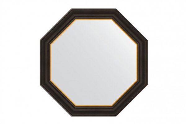 Wall mirror in a baguette frame EVOFORM Octagon BY 7403, ebony with gold 68x68 cm