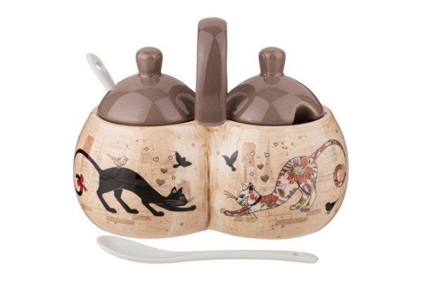 Jar 2 sections Parisian Cats 17x10x13 cm, 320 ml