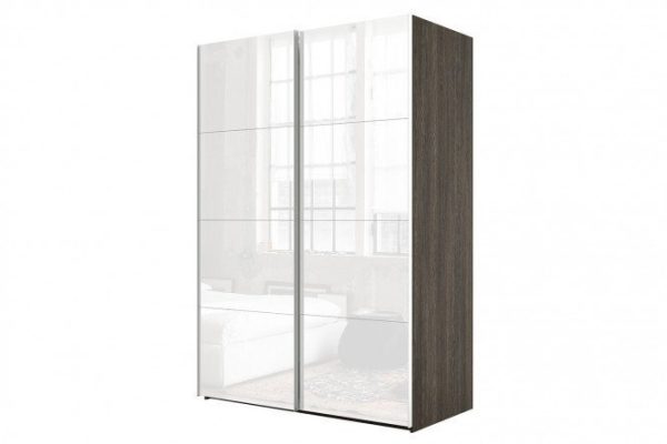 Sliding wardrobe 2-door Comet 180x220 cm wenge Mali, white glass facades