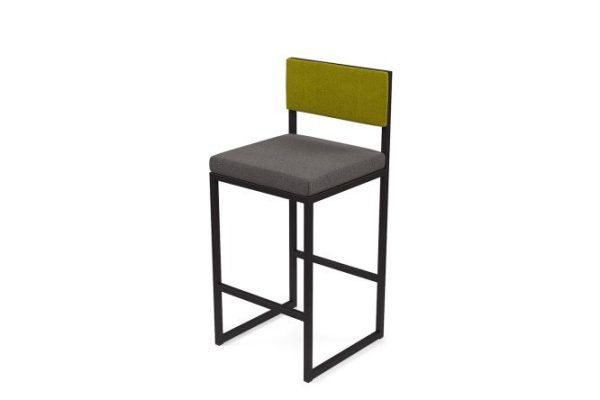 Bar stool Horeca Barnes 40x90x40 cm, upholstery color gray, green, legs black