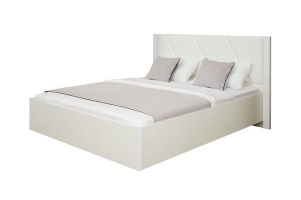 Summit bed with lifting mechanism, white textured, meringue, white 160x200 cm