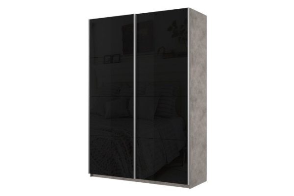 2-door wardrobe Cors 160x230 cm, light concrete, black facade