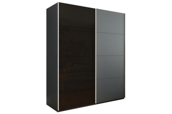 2-door wardrobe Comet 180x220x66 cm, diamond gray, black