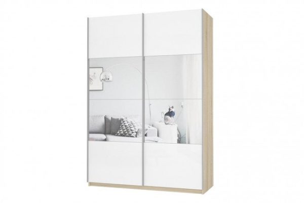 Sliding wardrobe 2-door Cors 160x230 cm, Sonoma oak, white snow