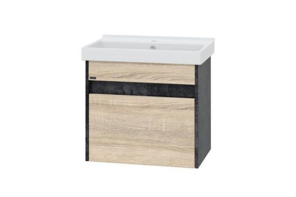 Hanging cabinet SANTA Mira 60 700354 1 drawer 60.5 cm, frame color dark cement, front amber, dark cement