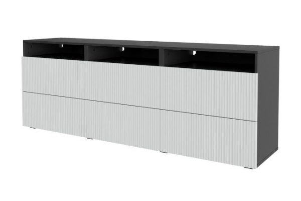 Cabinet Oscar Amelie 180x64 with 6 drawers and 3 shelves, anthracite / talc wave