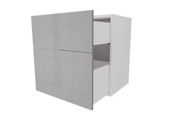 Cabinet with two drawers Oscar Amika 60x64 with closers, white / dusty gray gloss