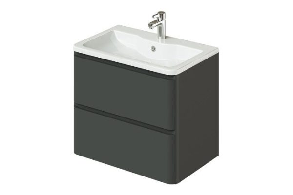 Cabinet with wall-hung sink Roberto 70 cm, frame color graphite, facade graphite