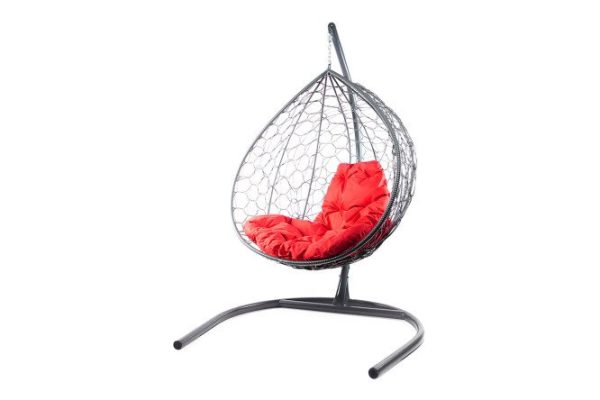 Hanging cocoon chair XL 75x186x118 cm, base and frame color gray, finishing gray