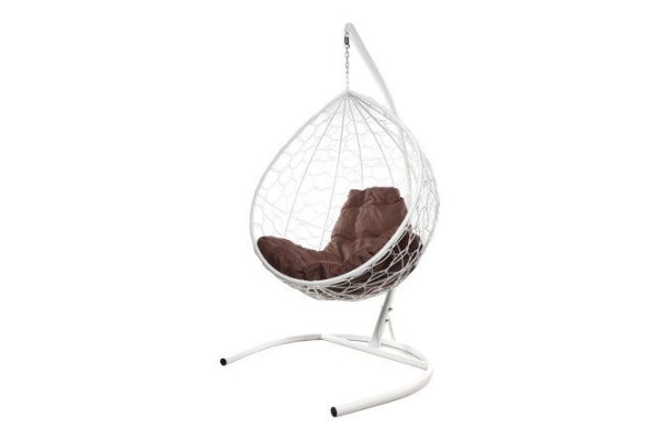 Hanging cocoon chair Drop 72x186x98 cm, base and frame color white, finishing white
