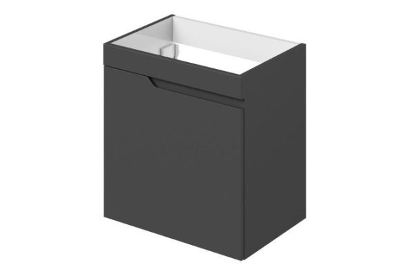 Wall-hung sink cabinet Sky left 49.1 cm, frame color graphite, facade graphite