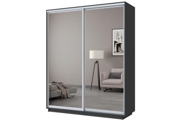 Sliding wardrobe 2-door Slide 180x220x60 cm, wenge, with two mirrors