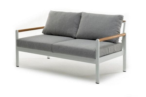 2-seater sofa Maya 138x80x78 cm, matte white, light wood