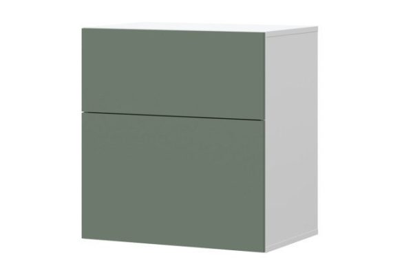 Cabinet Oscar Moon 60x64 with 2 drawers, white / soft olive