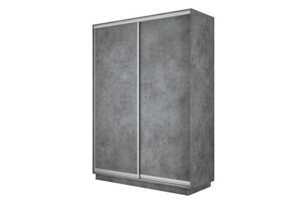 2-door wardrobe Slide-2 120x240x60 cm, concrete/silver