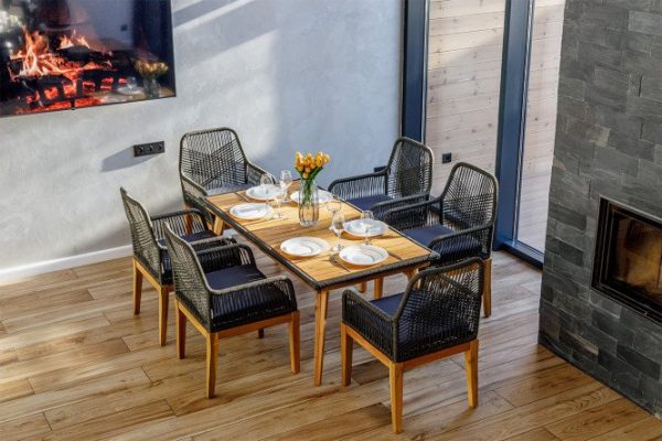 Dining set Chloe frame color light acacia, table tops light acacia