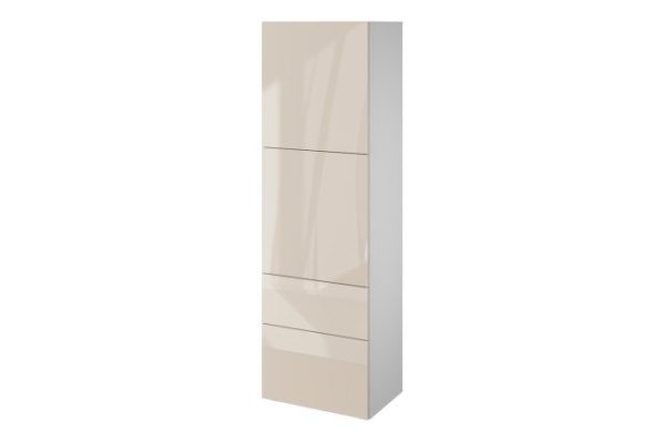 Wardrobe Oscar Amika 192x60 2 doors and 2 drawers, white / cashmere gloss