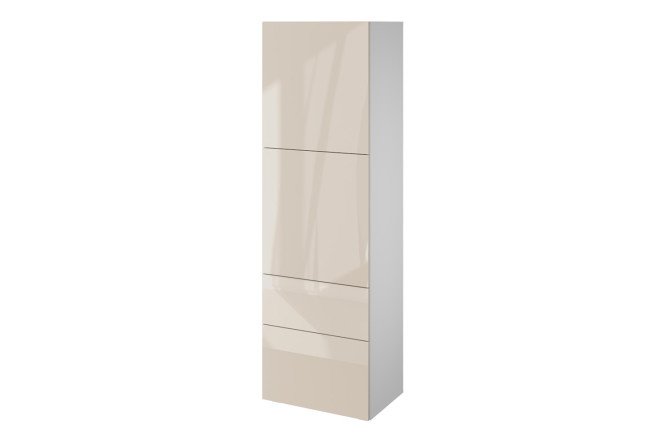 Wardrobe Oscar Amika 192x60 2 doors and 2 drawers, white / cashmere gloss