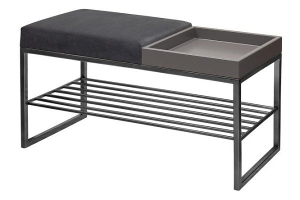 Banquette Ruby box smooth, upholstery color gray, legs black