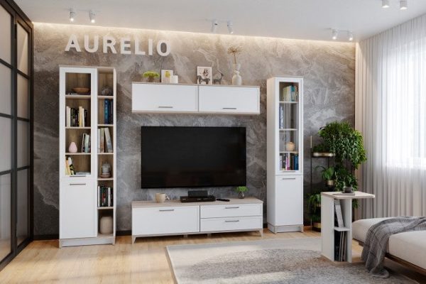 Living room Aurelio white, blackwood satin, set 1