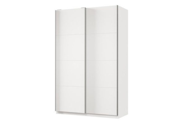 Sliding wardrobe 2-door Praktik 140x240x60 cm, white, silver profile