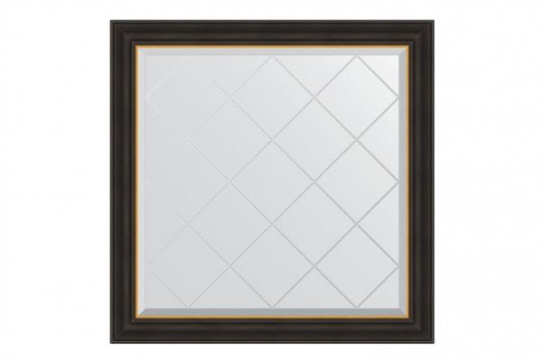 Wall mirror with engraving in a baguette frame EVOFORM BY 4536 ebony with gold 84x84 cm