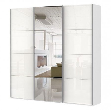 80c4b50f6b676c920e0f53b14c772633.jpg Sliding wardrobe 3-door Comet 300x220 cm white snow, white glass facades, mirror