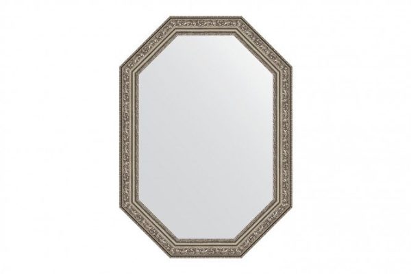Wall mirror in a baguette frame EVOFORM Polygon BY 7025, vignette in aged silver 50x70 cm