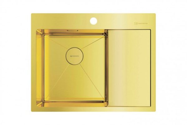 Inset sink with wing OMOIKIRI Akisame 65-LG-L 4973083, light gold 65x51x20 cm