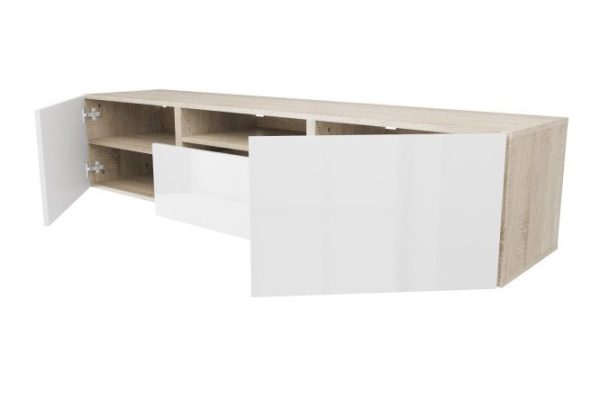 Cabinet with 2 doors, a drawer and a shelf Oscar Amika 180x38 with closers, Sonoma oak / white gloss
