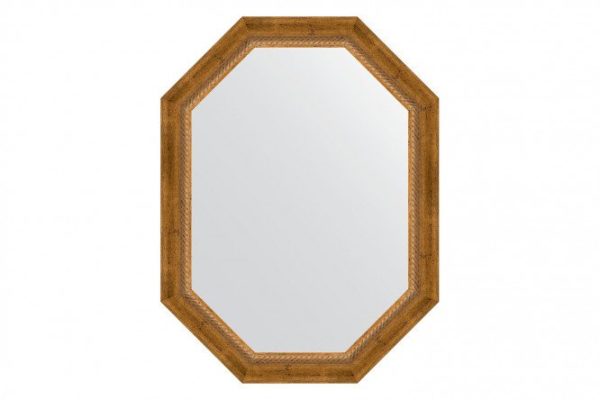 Wall mirror in a baguette frame EVOFORM Polygon BY 7115, aged bronze with wickerwork 63x83 cm