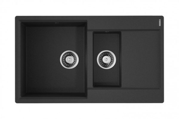 Inset sink with wing OMOIKIRI Daisen 86-2-BL 4993477, black 86x51x19.5 cm