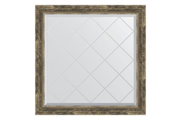 Wall mirror with engraving in a baguette frame EVOFORM old wood with weaving 103x103 cm