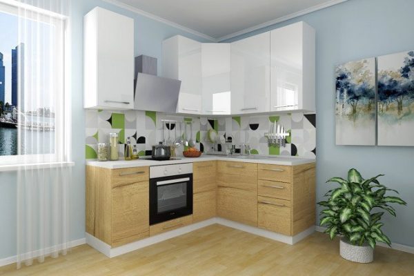 Amika modular kitchen set 2x1.6 m white/Halifax oak