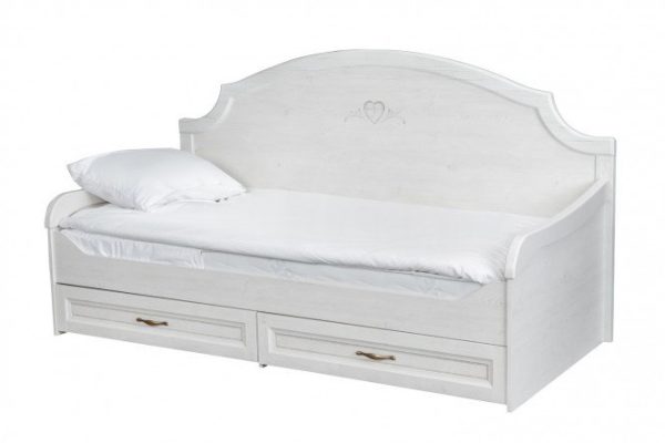 Single bed with drawers Provence 90x200 cm white pine color