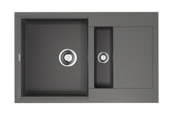 Inset sink with drainer OMOIKIRI Sakaime 78-2-PL 4993199, platinum 78x50x22 cm