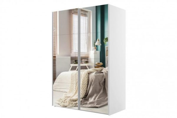 Sliding wardrobe 2-door Comet 180x220 cm white snow, mirror facades