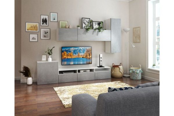 82hao023zkh3ger3enqv7q1jieijpxts.jpg Living room Oscar Amika with push-to-open cabinet, white/concrete