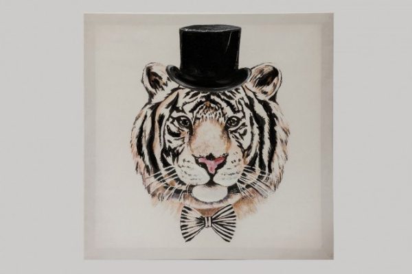 Reproduction Tiger in a top hat 40x40 cm