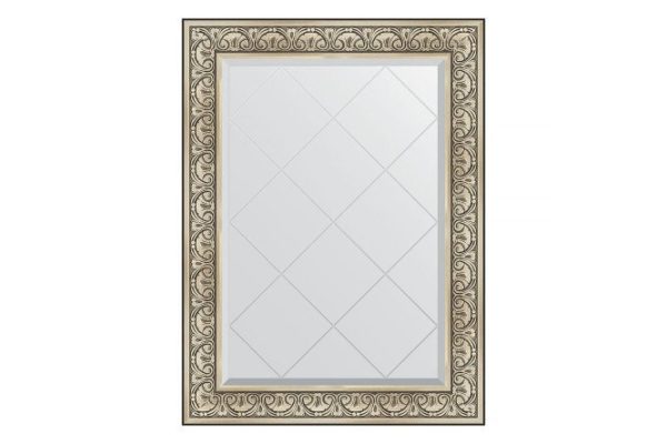 Wall mirror with engraving in a baguette frame EVOFORM baroque silver 60x77 cm