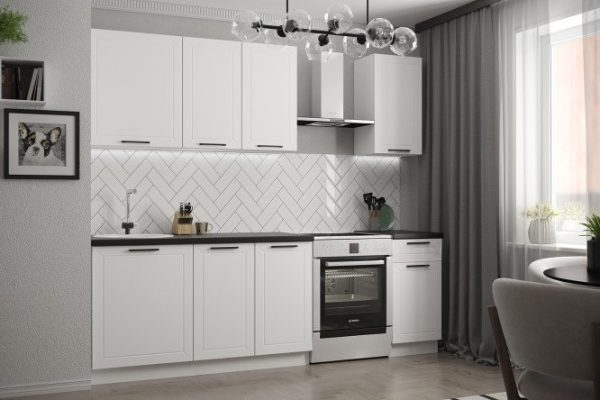 Kitchen set Estelle 180x210x60 cm, frame color white, facade island silk