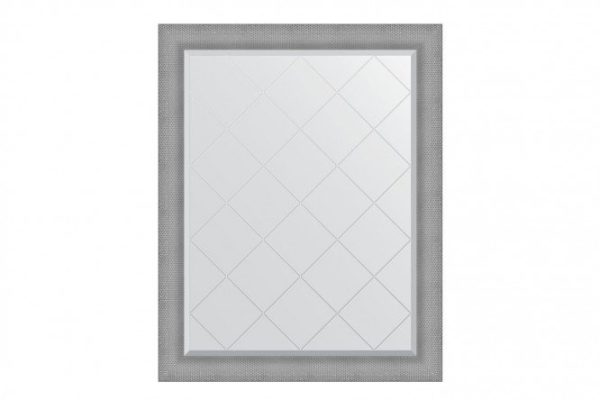 Wall mirror with engraving in a baguette frame EVOFORM BY 4549 silver chain mail 97x122 cm