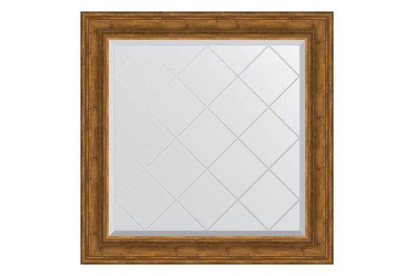 Wall mirror with engraving in a baguette frame EVOFORM Etched bronze 109x109 cm