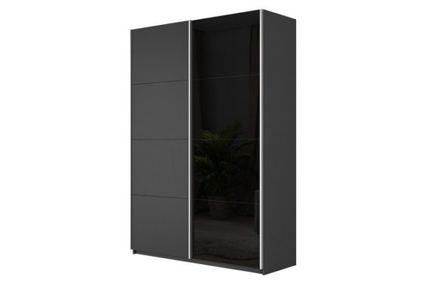 85f29d401f43dc1b75b95c76499ce89c.jpg Sliding wardrobe 2-door Cors 140x230 cm, gray diamond, facade gray diamond, black