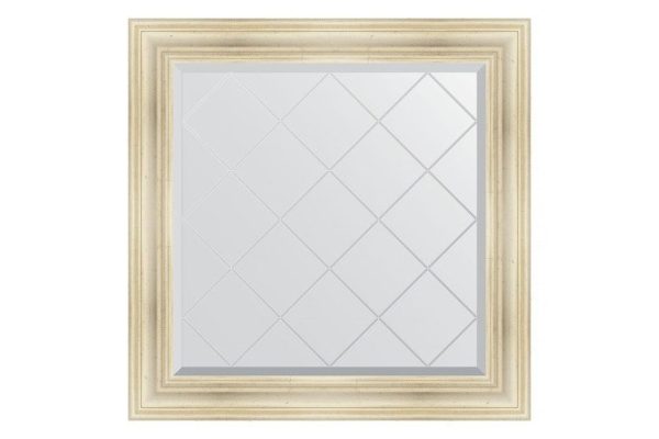 Wall mirror with engraving in a baguette frame EVOFORM etched silver 89x89 cm