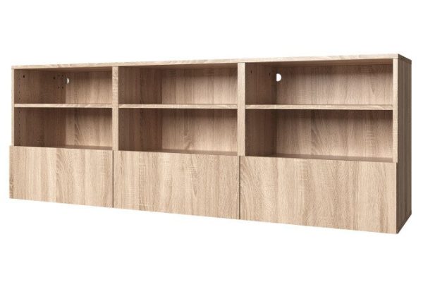 Cabinet 6 shelves and 3 drawers Oscar 180x64 with push to open, Sonoma oak